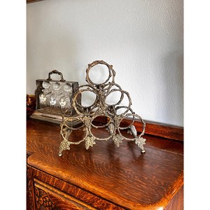 Vintage Cast Iron <b>Wine</b> Rack With Grape Design Rust Resistant Metal Holder For Home Bar Storage - Product Image 4