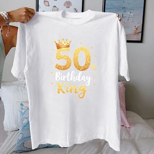 50th Birthday King Camiseta cómoda de algodón puro para mujer - Product Image 2
