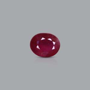 3.35 Carat Oval Faceted Lab Created Ruby Loose Gemstone for Fine Jewelry - Product Image 1