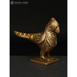 Estatuilla de loro de latón pequeño hecho a mano de 3 pulgadas, decoración de mesa, artículo de decoración del hogar, categoría de escultura - Product Image 4