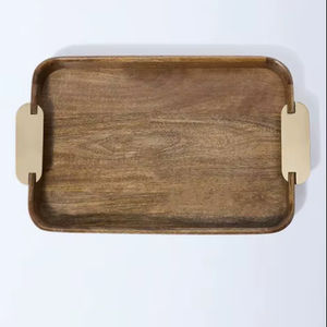Bandeja de Servir Rectangular Clásica de Madera de Mango Marrón Ecológica para el Regreso a Clases - Product Image 1