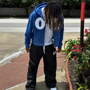 Sudadera con capucha personalizada OEM con efecto desgastado y pedrería para hombre y mujer, sudadera para la temporada de invierno, suministro ODM. - Product Image 2