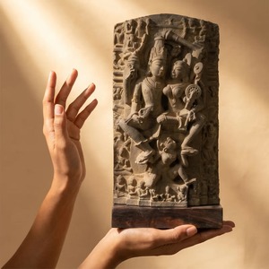 12th-Century Lakshmi Narayan Sculpture (12 Inch) | Museum Replica Vishnu & Lakshmi Hindu Idol | Handcrafted Divine Couple <b>Altar</b> - Product Image 4