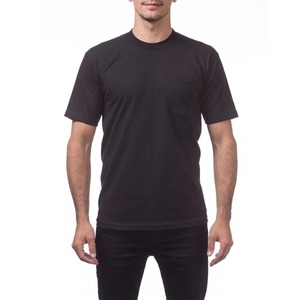 เสื้อยืดคอกลมแขนสั้นสีดำสำหรับผู้ชาย ผ้าฝ้าย ทรงปกติ สีพื้น สไตล์ลำลอง แบบถัก - Product Image 1
