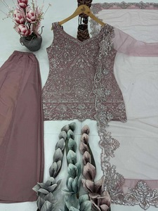 Premium Quality Designer Palazzo Suit Set for Women Featuring Intricate Embroidery Work with Stylish <b>Net</b> <b>Dupatta</b> Bulk Supplier - Product Image 5