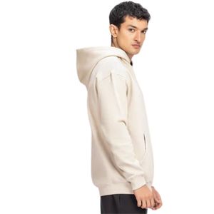 Sweat à capuche pour homme coupe classique en molleton couleur avoine avec imprimé sur la poitrine, style streetwear décontracté, confortable, OEM ODM, vente en gros - Product Image 4