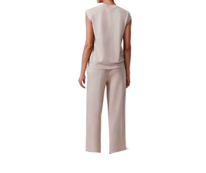 Survêtement à capuche brodé avec logo personnalisé pour femme, ensemble blanc et bleu marine, coupe ample, décontracté, couleur unie - Product Image 1