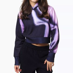 Sudadera Corta con Capucha para Mujer, Manga Larga, Color Degradado, Tejido de Poliéster, Ropa de Otoño - Product Image 6