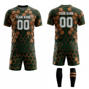 Ensembles d'uniformes de football personnalisés avec nom d'équipe, impression numérique, 100% polyester, tissu de 280 g, unisexe - Product Image 1