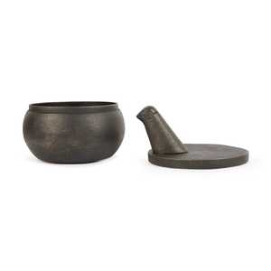 Black Aluminum Natural Stone Mortar and Pestle Manual <b>Herb</b> & Spice <b>Grinder</b> with Cover Durable Stain Resistant <b>for</b> Kitchen Use - Product Image 2