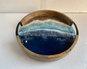 Bandeja redonda de resina de madera de mango - Product Image 5