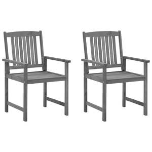 Chaises de patio en bois d'acacia massif gris, 2 pièces, avec coussins, ensemble de meubles de jardin - Product Image 2