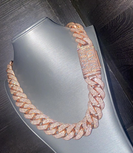 Collar de Cadena de Eslabones de Aleación de Zinc Chapado en Oro Rosa con Colgante de Letra de Circonia Cúbica Hecho a Mano, Joyería Hiphop para Hombre - Product Image 4
