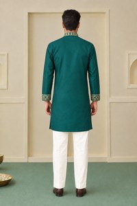 Premium Coach <b>Silk</b> <b>Kurta</b> Pant Set with Multi-Sequence & Zari Embroidery - Product Image 5