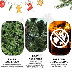 Albero di Natale Artificiale Premium da 6,5 Piedi, 2356 Punte in PE e PVC, Non Illuminato, Albero Natalizio Completo con Cerniere in Metallo e Base Pieghevole - Product Image 6