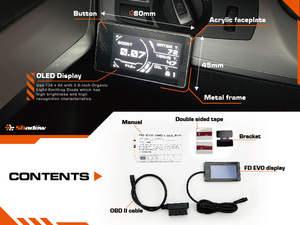 Aftermarket Car Auto <span class=keywords><strong>Meter</strong></span> kỹ thuật số FD <span class=keywords><strong>EVO</strong></span> với OLED hiển thị OBD2 thông minh đo cho phổ quát - Product Image 5