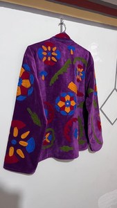 Chaqueta de Terciopelo Morado Real, Superventas 2026, Ropa de Invierno, Bordada a Mano, Mangas Largas, Cuello Alto, Prenda Exterior Étnica India - Product Image 4