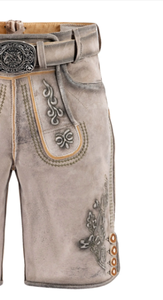Pantalones Cortos Bávaros Alemanes de Cuero de Gamuza Genuino, OEM de Alta Calidad, Lederhosen Tradicionales para Oktoberfest, Pantalones Cortos con Bordado Personalizado para Hombre - Product Image 4