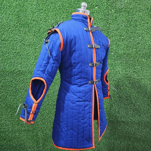 High Quality Medieval Blue Cotton Quilted Gambeson Thick Padded Coat With Removable Sleeves For HEMA LARP Reenactment <b>Jacket</b> - Product Image 2