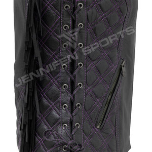 Black Leather Motorcycle Vest Women Side Laces&<b>Fringes</b> Size XXL <b>Top</b> Quality Custom Made New Style 2026 Customized Vests - Product Image 3