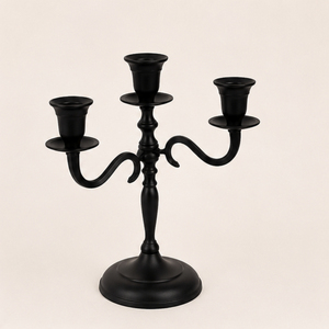 Vintage Matte <b>Black</b> Metal Candelabra 3 Arm Candle Holder Stand for Wedding Table Centerpiece Wholesale Decorative <b>Candlestick</b> - Product Image 3