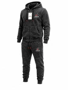 <b>Men</b> Acid Wash <b>Hoodie</b> and Jogger Tracksuit Set Relaxed Fit Vintage Style Sweat Suit for Fitness <b>Running</b> Casual Street Fashion - Product Image 1