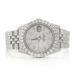 นาฬิกาควอตซ์โมอิสซาไนต์หรูหราประดับเพชร 40 มม. สีเงิน สแตนเลสสตีล สไตล์ฮิปฮอป - Product Image 1