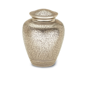 Handcrafted Metal Brass Funeral Cremation Urn Large Adult Urns for Human Ashes Set with Matching Token <b>Keepsake</b> Wholesale Urns - Product Image 4