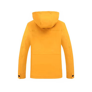 Veste à capuche pour homme coupe-vent et hydrofuge, jaune moutarde beige, doublée, fermeture éclair sur le devant, patte de boutonnage à pression, poche à rabat, parka décontractée - Product Image 6
