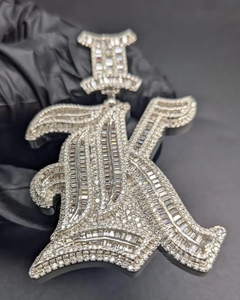 Moissanite Iced Out Gothic Winged <b>Initial</b> Pendant Hip Hop Luxury Statement <b>Necklace</b> Custom Streetwear Jewelry - Product Image 6