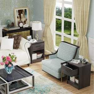 Table d'appoint en bois avec tiroir et étagère de rangement - Product Image 2