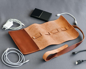Organisateur de câbles en cuir de qualité supérieure, gestion des cordons de bureau, enrouleur de fils d'écouteurs, étui de rangement pour accessoires technologiques, directement de l'usine LCO-0035 - Product Image 5