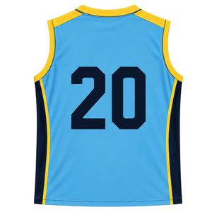 <b>Men</b> Light Blue Yellow Basketball Jersey Sleeveless Sports Uniform Athletic Team Wear Training Match Performance Apparel - Product Image 2