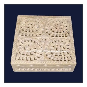 Natural Color Theme Best Collection Indian Wholesaler Price Soapstone Carving <b>Box</b> With Rectangle Shape Use For Jewelry Storage - Product Image 6