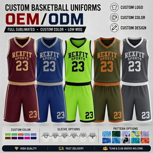 ชุดบาสเก็ตบอล Rexfit Sports แบบสั่งทำพิเศษ ลายพิมพ์แบบ Sublimation สำหรับผู้ใหญ่ แบบ Unisex แขนกุด คอวี ระบายเหงื่อได้ดี ผลิตจากโพลีเอสเตอร์ - Product Image 6
