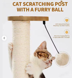 Árbol rascador moderno redondo de 23.4 pulgadas para gatos, con poste de sisal duradero, juguete interactivo con pelota de peluche, para interiores, todas las estaciones, 4 kg - Product Image 1