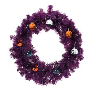 Guirnalda Preiluminada de 24 Pulgadas para Halloween y Navidad con 50 Luces Morado-Naranja y 100 Puntas de PVC - Adorno Decorativo para Fiestas - Product Image 1