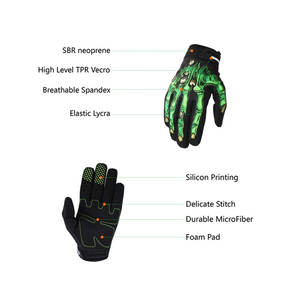 Gants de moto en cuir respirants et antidérapants pour l'été, compatibles écran tactile, motif Festival Rose Ghost Claw Cross, vente directe usine - Product Image 2