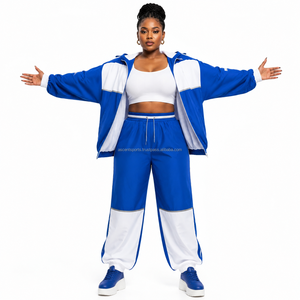 Conjunto de Chaqueta Cortavientos con Diseño de Paneles y Mangas Raglán en Combinación de Colores Personalizada, Corte Cuadrado, Tejido de Nailon Repelente al Agua para Uso Casual Personalizado - Product Image 4