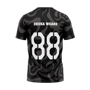 เสื้อบาสเก็ตบอลแขนสั้นไซส์ใหญ่พิเศษสำหรับผู้ชาย ผลิตตามสั่ง แห้งเร็ว อุ่นสบาย ผลิตจากโพลีเอสเตอร์ พิมพ์ลายแบบซับลิเมชั่น รับผลิตแบบ OEM - Product Image 2
