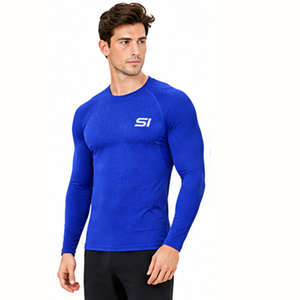 Camiseta de Manga Larga de Secado Rápido para Hombre, Color Azul, para Deportes al Aire Libre - Product Image 1