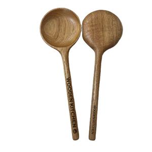 Logo personnalisé OEM fait à la main cuillères en bois 16cm 35cm Acacia noyer frêne pin vaisselle outil à salade pour la maison Restaurant cuisine - Product Image 6