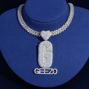 Hip Hop Rapper Custom <b>Initials</b> 925 Sterling <b>Silver</b> VVS Moissanite Diamond Tester Gold Plated Pendants <b>Necklace</b> for Parties - Product Image 2
