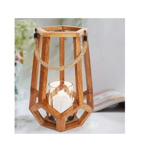 Lanterne décorative de mariage en bois de manguier, lanterne à bougie vintage pour la maison, le salon, la ferme, décoration de Noël festive - Product Image 6