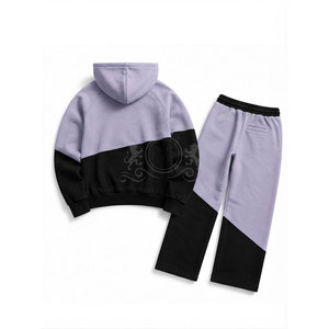 Conjunto Deportivo Unisex con Capucha y Bloques de Color, 100% Algodón, 450 g/m², Sudadera Casual con Bolsillos y Cordón Ajustable - Product Image 6