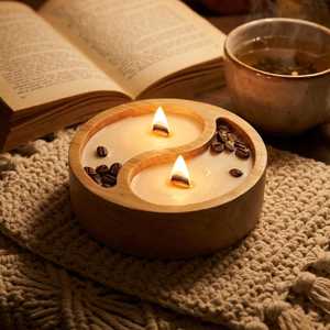 Cuenco de madera hecho a mano para velas |   Recipiente y Portavelas de Madera Natural |   Recipiente Rústico para Velas de Cera de Soja |   OEM y Venta al por Mayor - Product Image 1