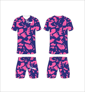 Ferocious Men's Sublimated Camouflage Soccer Jersey Set V-Neck Short Sleeve Moisture Wicking Polyester Uniform - Product Image 1