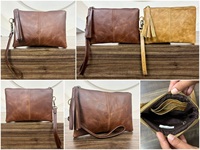Dompet wanita kulit asli tekstur penuh tahan lama kapasitas tinggi Fashion mewah 2025 dompet tangan gelang logo kustom untuk wanita