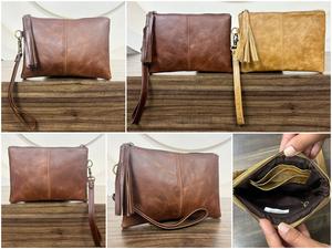 2025 mode luxe Durable haute capacité pleine fleur en cuir véritable dames sac à main portefeuille logo personnalisé bracelet pochette pour femmes - Product Image 3