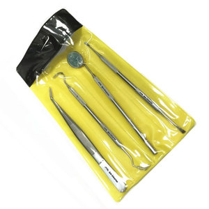 Ensemble d'instruments chirurgicaux dentaires 4 pièces en acier inoxydable, outils de diagnostic et d'examen, sonde dentaire et miroir buccal manuel - Product Image 2